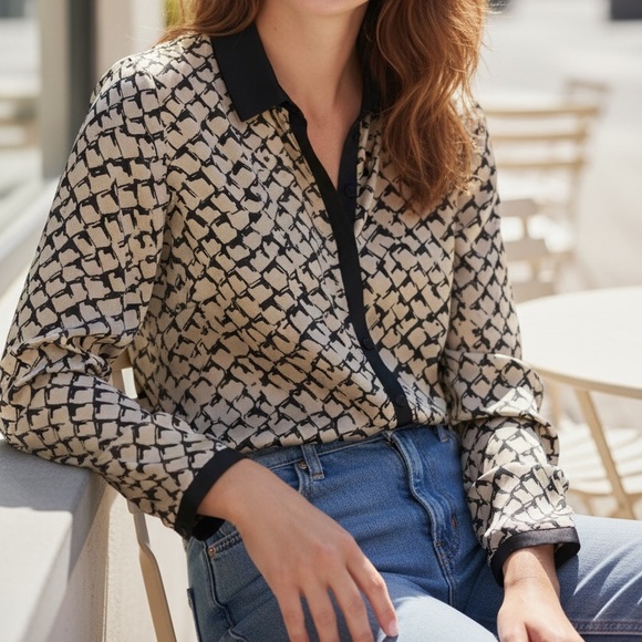 Lafayette 148 New York 100% Silk Blouse Women's Size 6 Petite - Picture 1 of 6